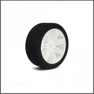 Pair of front tyres 1/10 double compound on white rims (005-0011)