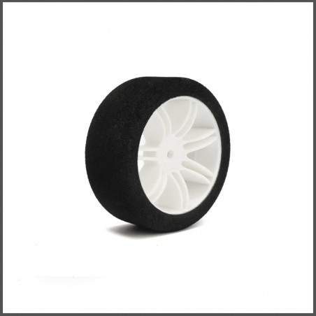 Pair of front tyres 1/10 double compound on white rims (005-0011)