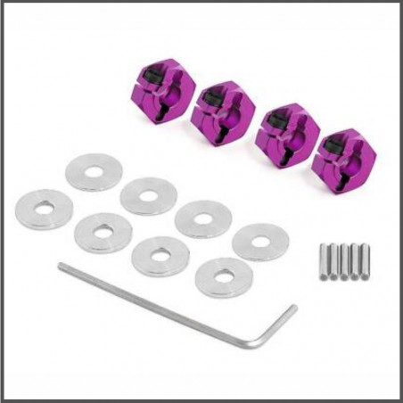 Thin aluminium hex hub (clamp type/purple/4pcs) (HB72044)